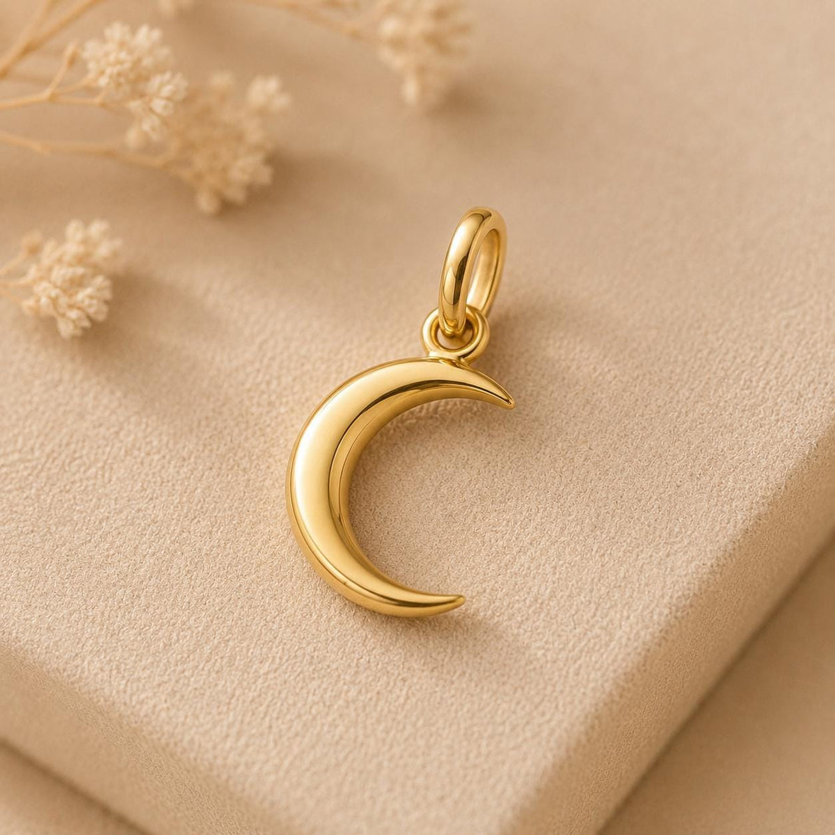 Crescent Moon Charms 14K Gold Dainty Minimalist pendant Tiny Solid Gold Jewelry