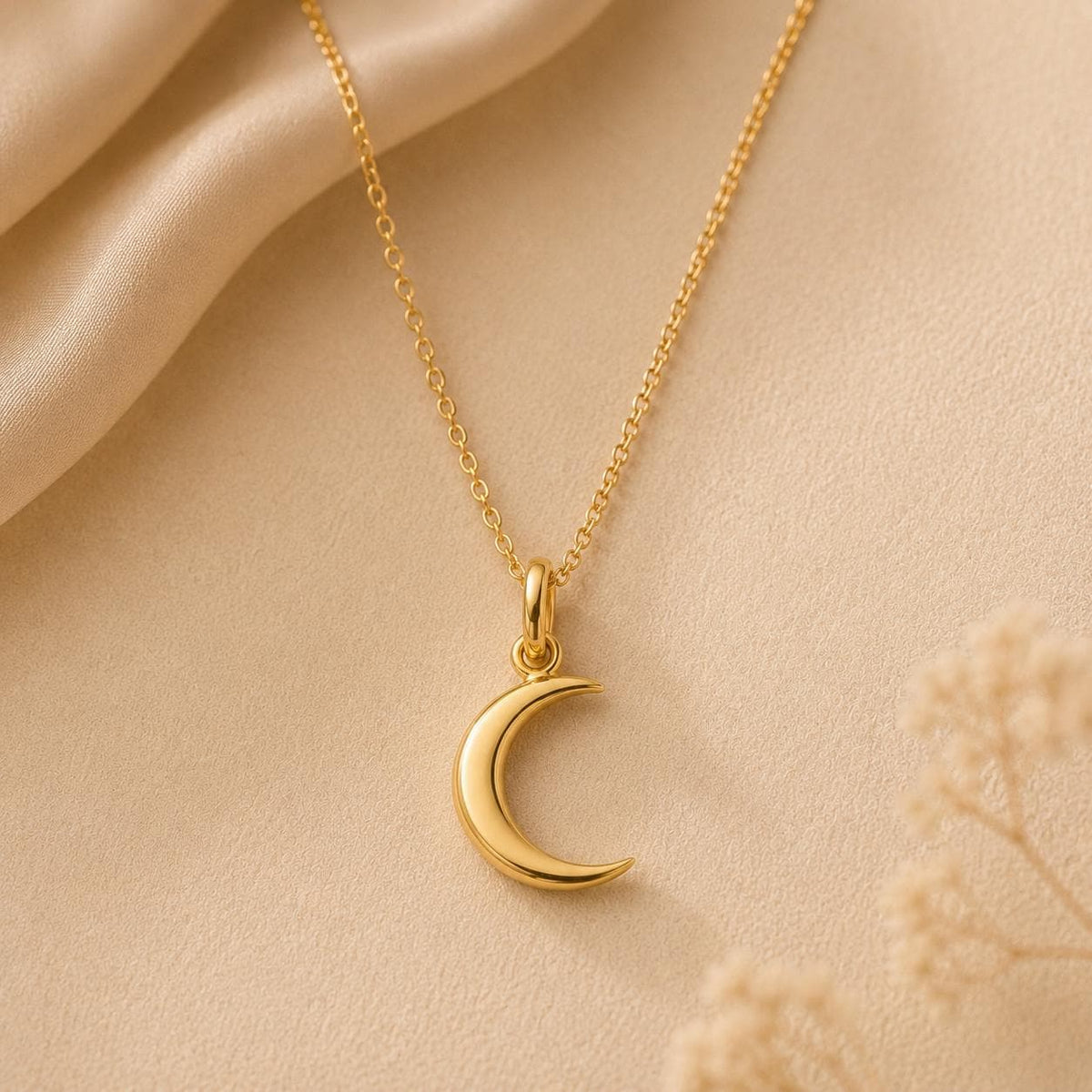 Crescent Moon Charms 14K Gold Dainty Minimalist pendant Tiny Solid Gold Jewelry