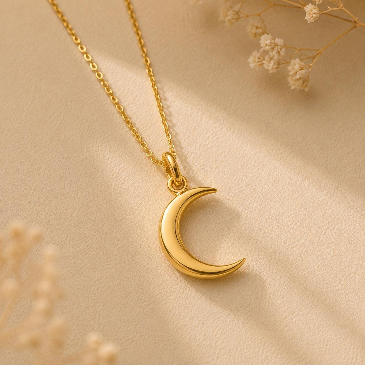 Crescent Moon Charms 14K Gold Dainty Minimalist pendant Tiny Solid Gold Jewelry