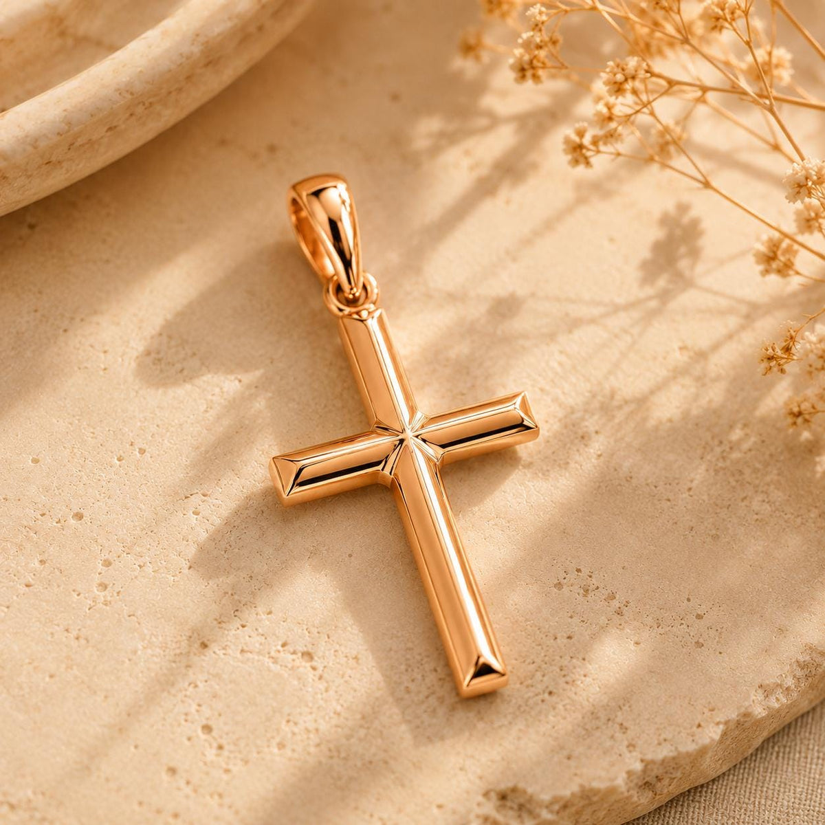 Small Gold Cross Pendant Delicate Religious Jewelry Christian Necklace Charm Faith Gift Minimalist Knife Edge