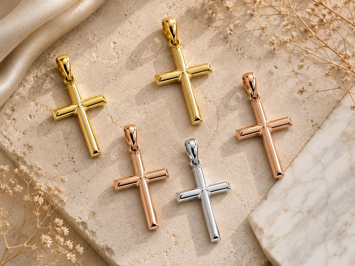 Small Gold Cross Pendant Delicate Religious Jewelry Christian Necklace Charm Faith Gift Minimalist Knife Edge