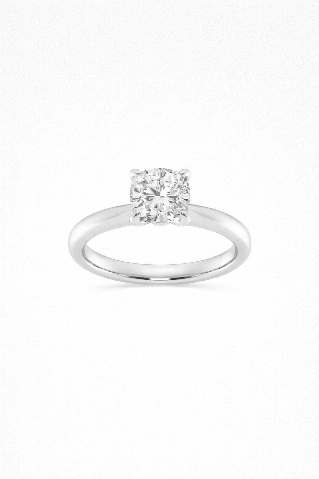 Classic Cushion Lab Grown Diamond Solitaire Engagement Ring 1ct to 2.5ct Bridal Wedding Minimal Modern