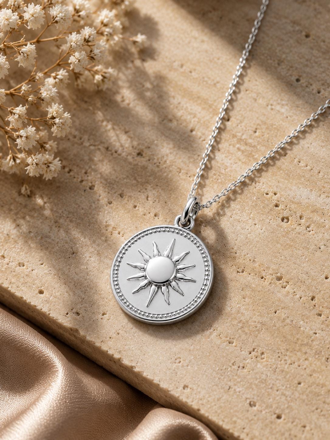Sun coin Medallion Pendant 14K Solid Gold Sun Pendant Celestial Coin Necklace Minimalist Gold Medallion Handmade Fine Jewelry