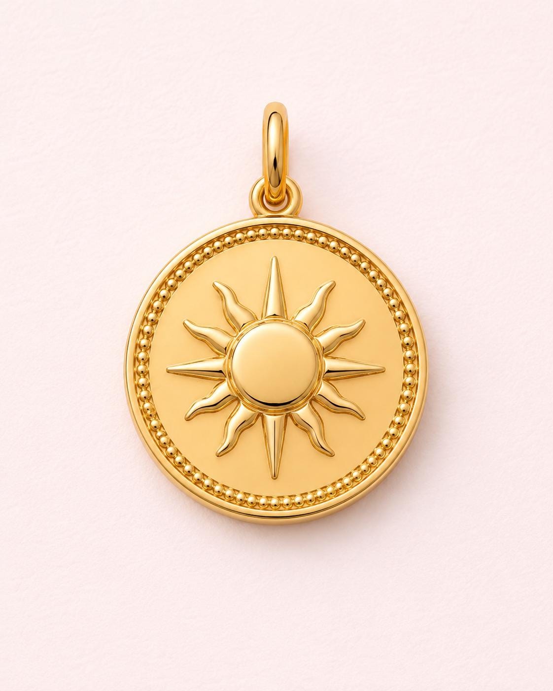 Sun coin Medallion Pendant 14K Solid Gold Sun Pendant Celestial Coin Necklace Minimalist Gold Medallion Handmade Fine Jewelry