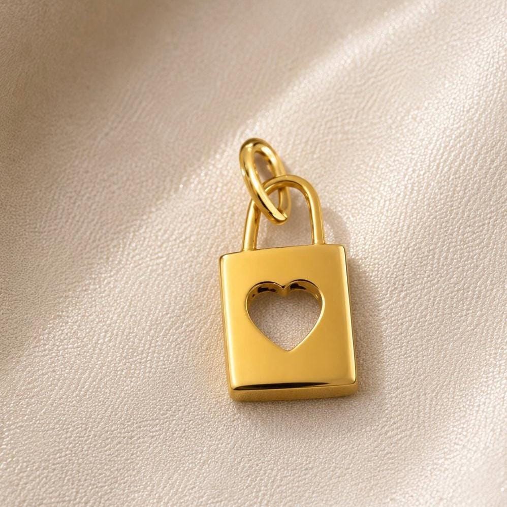 14k Gold Heart Lock Charm Pendant Birthday Anniversary Gift for Her Mom Wife Daughter