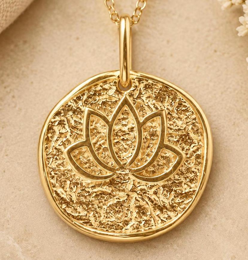 Lotus Flower Pendant Charm Necklace Yoga Boho Spiritual Jewelry Gift for Her Birthday Zen Minimalist Accessory small
