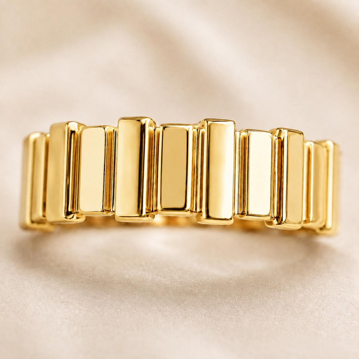 14K Solid Gold High Polish Statement Ring Modern Gold Band Luxury Handmade Ring
