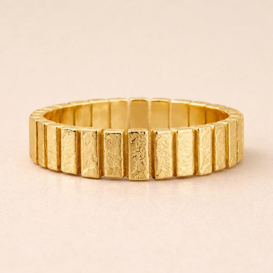 14k Solid Gold Statement Ring Anniversary Band Gift Wife Birthday Valentine Artisan Textured Chunky Yellow Gold Modern