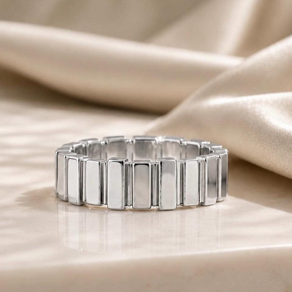 925 Sterling Silver High Polish Statement Ring Modern Gold Band Luxury Handmade Ring high polish finish
