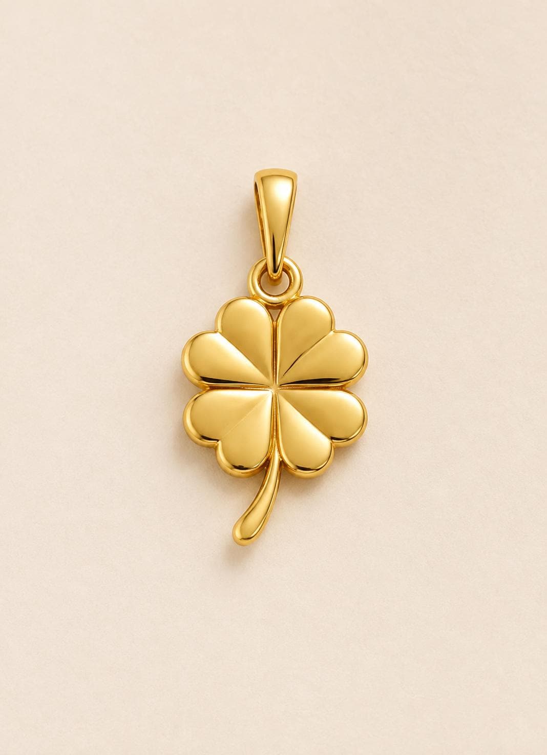 14K Solid Gold Four Leaf Clover Charm Pendant Necklace Lucky Irish Jewelry Gift