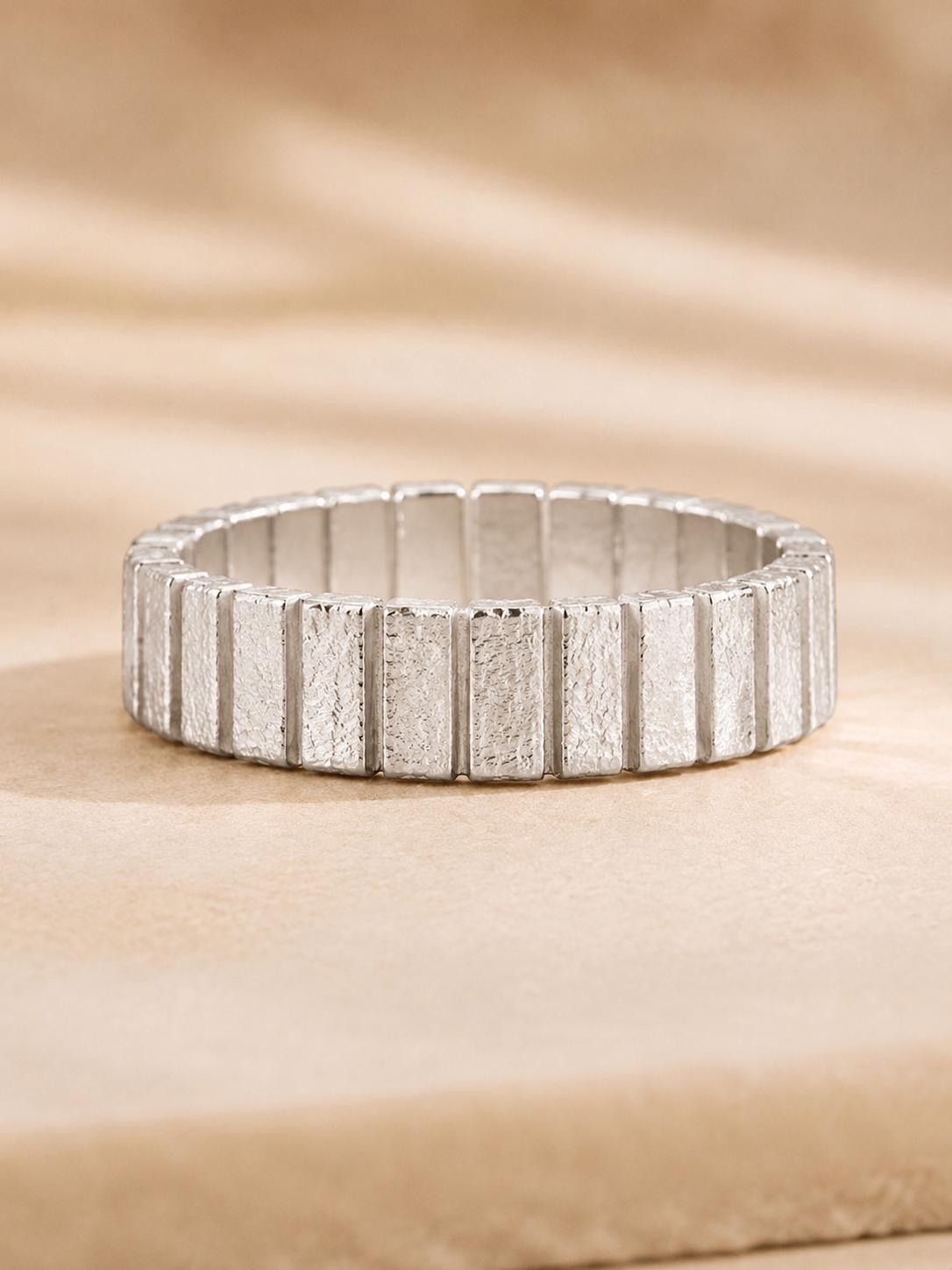 925 Solid Sterling Silver Textured Ring Modern Statement Band Handmade Fine Jewelry