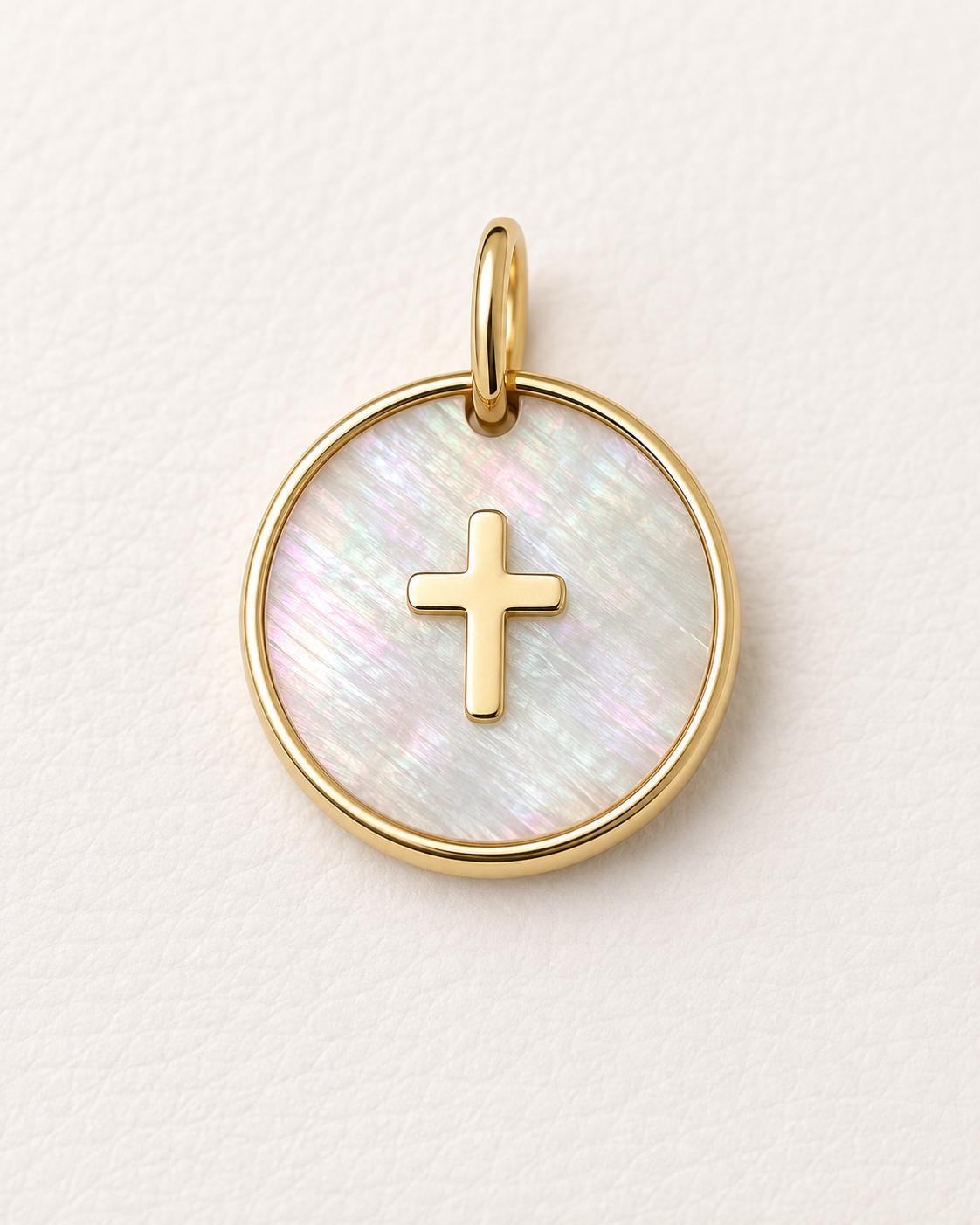 Mother of Pearl Pendant Cross Star Moon Heart Charm 14K Solid Gold Meaningful Jewelry Gift for Her