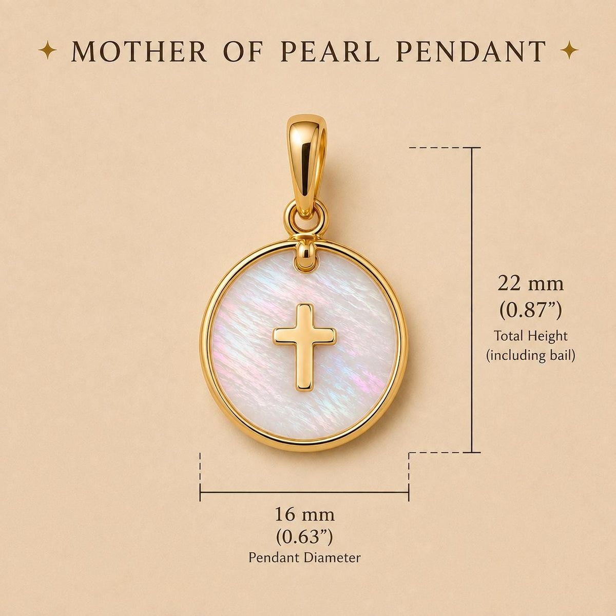 Mother of Pearl Pendant Cross Star Moon Heart Charm 14K Solid Gold Meaningful Jewelry Gift for Her