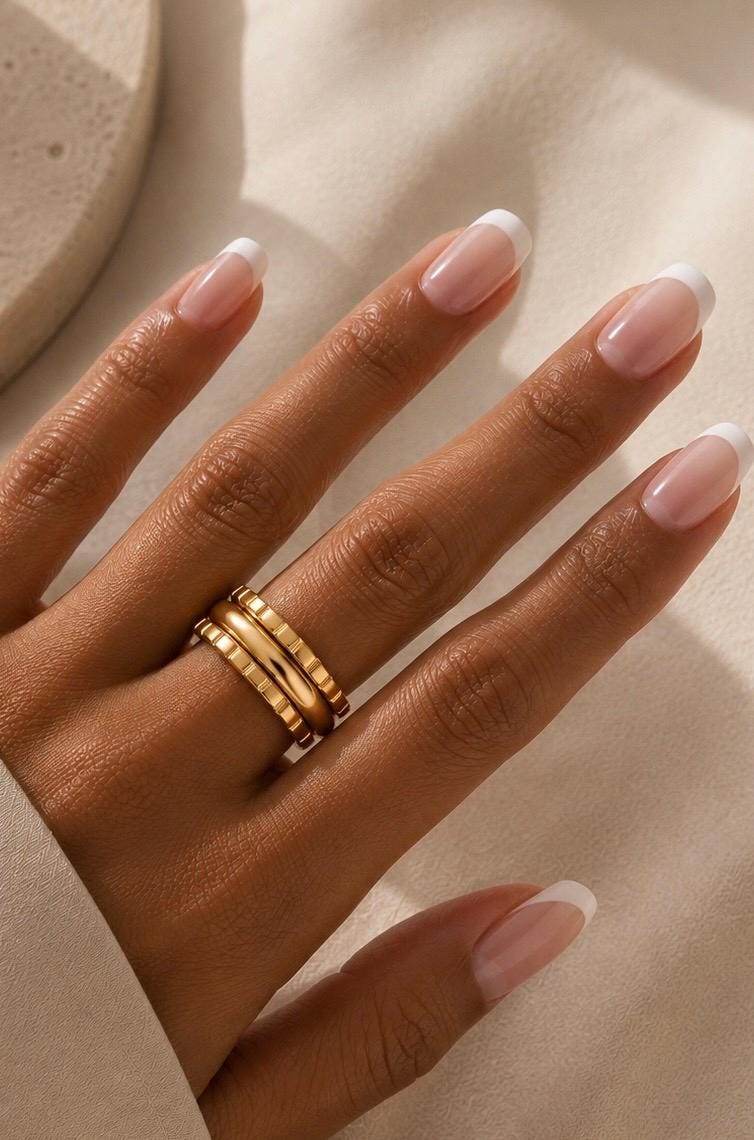 14K Gold Triple Band Ring Stacked Ring Wide Gold Statement Ring Chunky Minimalist Ring Modern