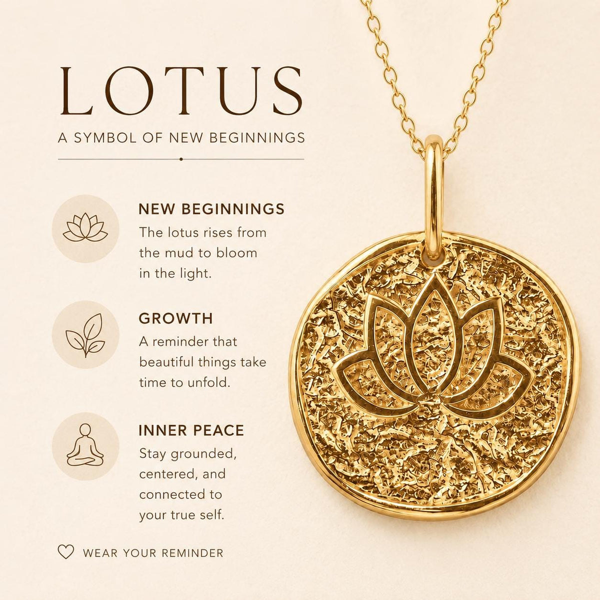 Lotus Flower Pendant Charm Necklace Yoga Boho Spiritual Jewelry Gift for Her Birthday Zen Minimalist Accessory small