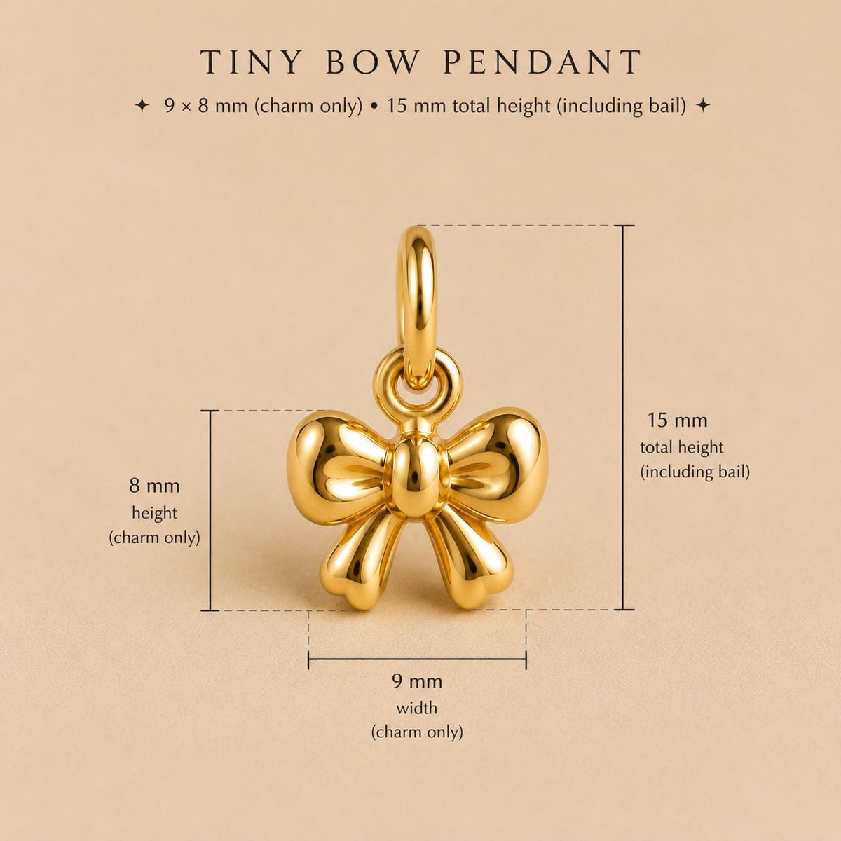 Dainty Bow Pendant Tiny Pendant Necklace in Solid Gold or 925 Sterling Silver Minimalist Handmade Gift