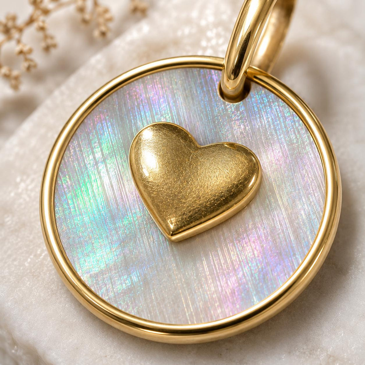 Mother of Pearl Pendant Cross Star Moon Heart Charm 14K Solid Gold Meaningful Jewelry Gift for Her