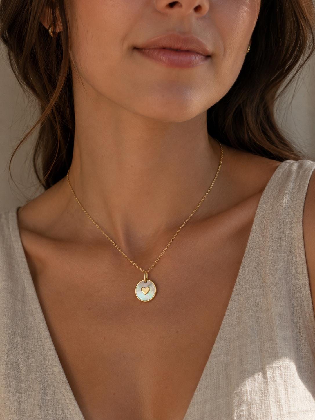 Mother of Pearl Pendant Cross Star Moon Heart Charm 14K Solid Gold Meaningful Jewelry Gift for Her
