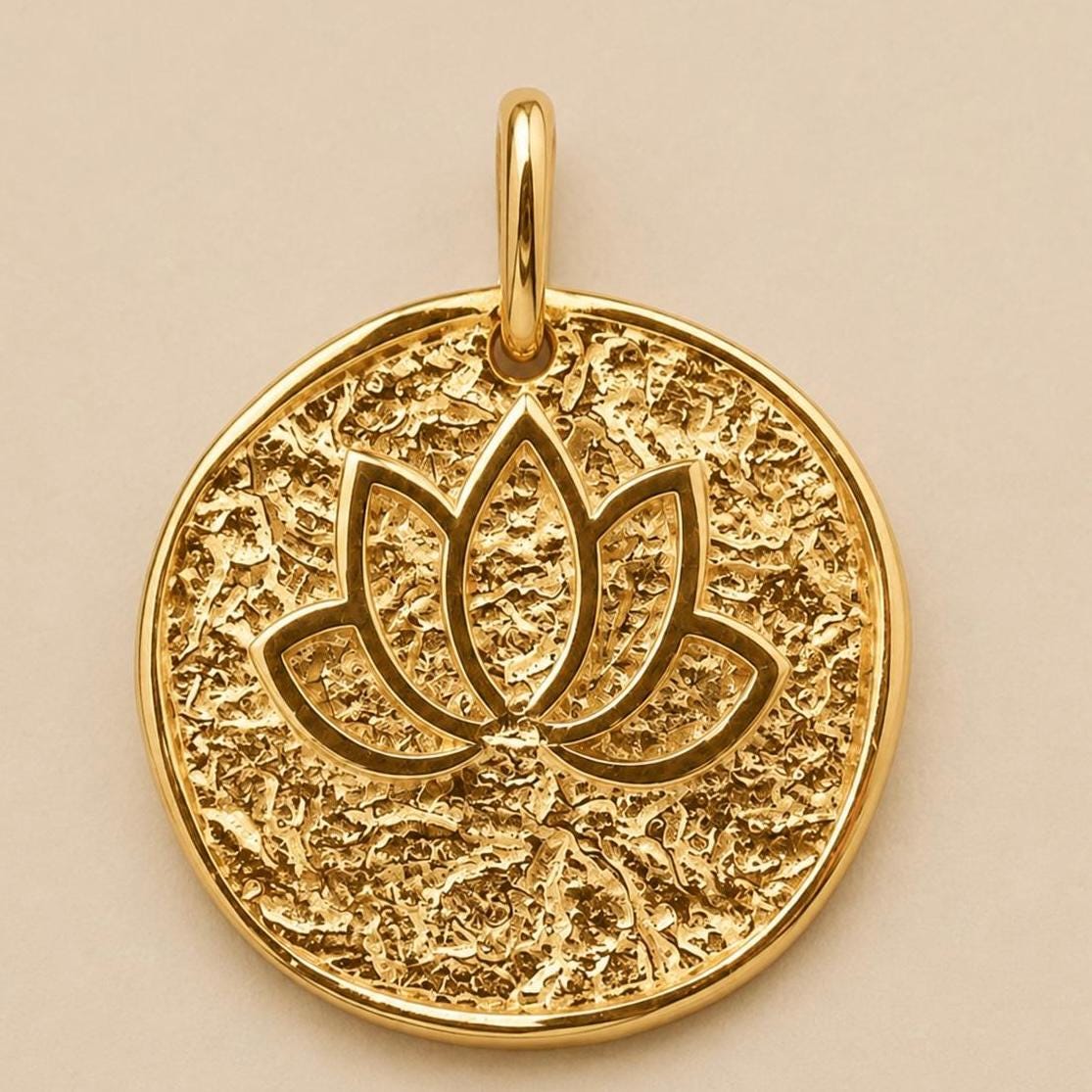Lotus Flower Pendant Charm Necklace Yoga Boho Spiritual Jewelry Gift for Her Birthday Zen Minimalist Accessory small