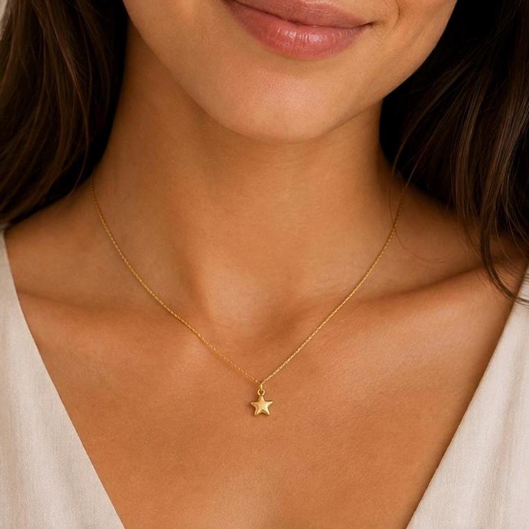 Star Pendant Tiny Gold Sterling Silver Celestial Pendant Minimalist Handmade Gift