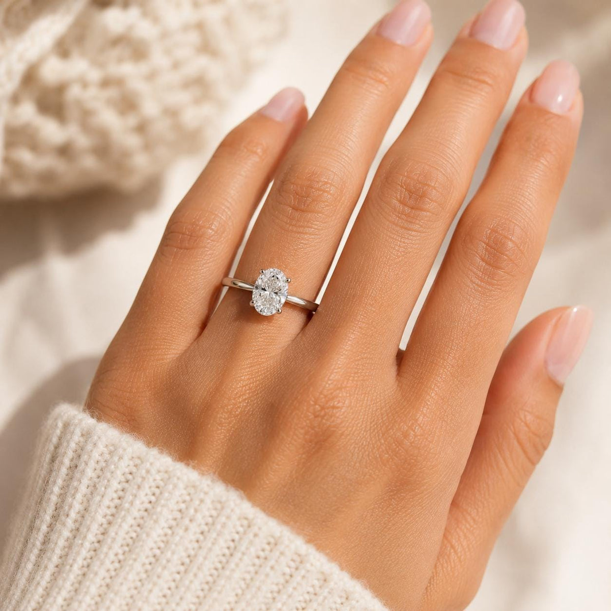 Oval Lab Grown Diamond 1–2.5 CT Solitaire Engagement Ring