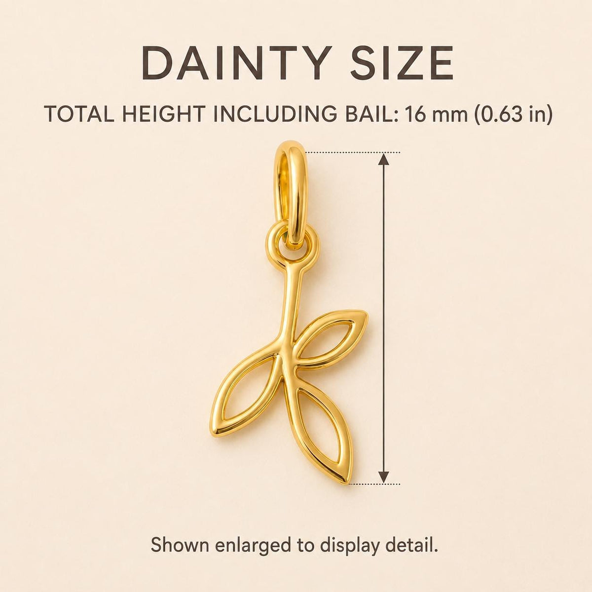 14k Gold Dainty Olive Branch Minimalist Add On Charm Tiny Solid Jewelry Build Your Own Pendant Gift Women
