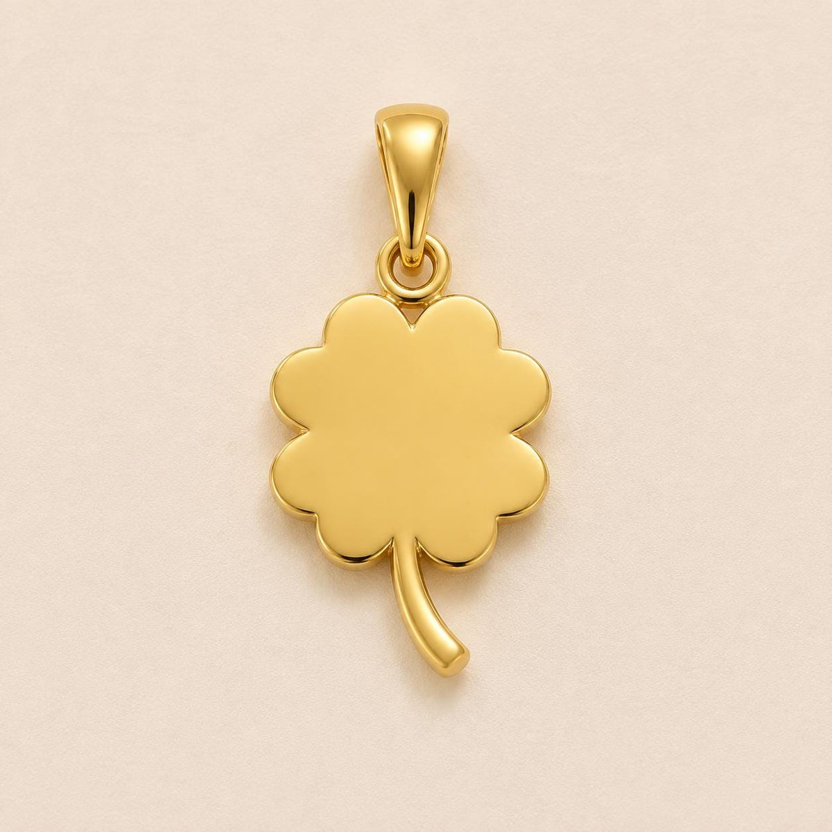 14K Solid Gold Four Leaf Clover Charm Pendant Necklace Lucky Irish Jewelry Gift