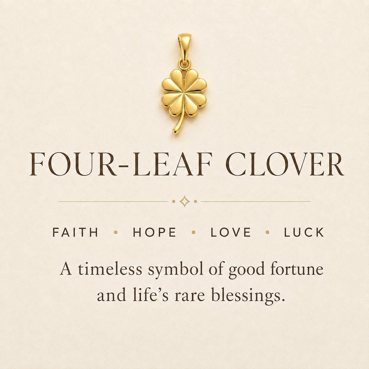 14K Solid Gold Four Leaf Clover Charm Pendant Necklace Lucky Irish Jewelry Gift
