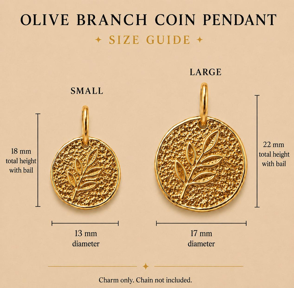Olive Branch Coin Pendant Charm Necklace Peace Symbol Jewelry Meaningful Gift for Her Gold Pendant