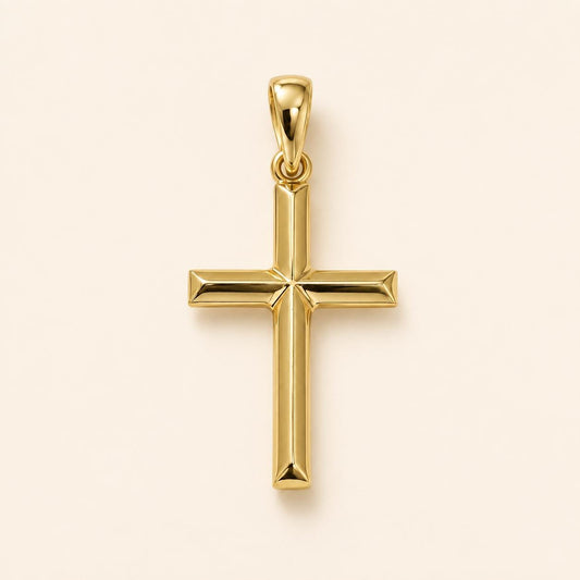 Small Gold Cross Pendant Delicate Religious Jewelry Christian Necklace Charm Faith Gift Minimalist Knife Edge