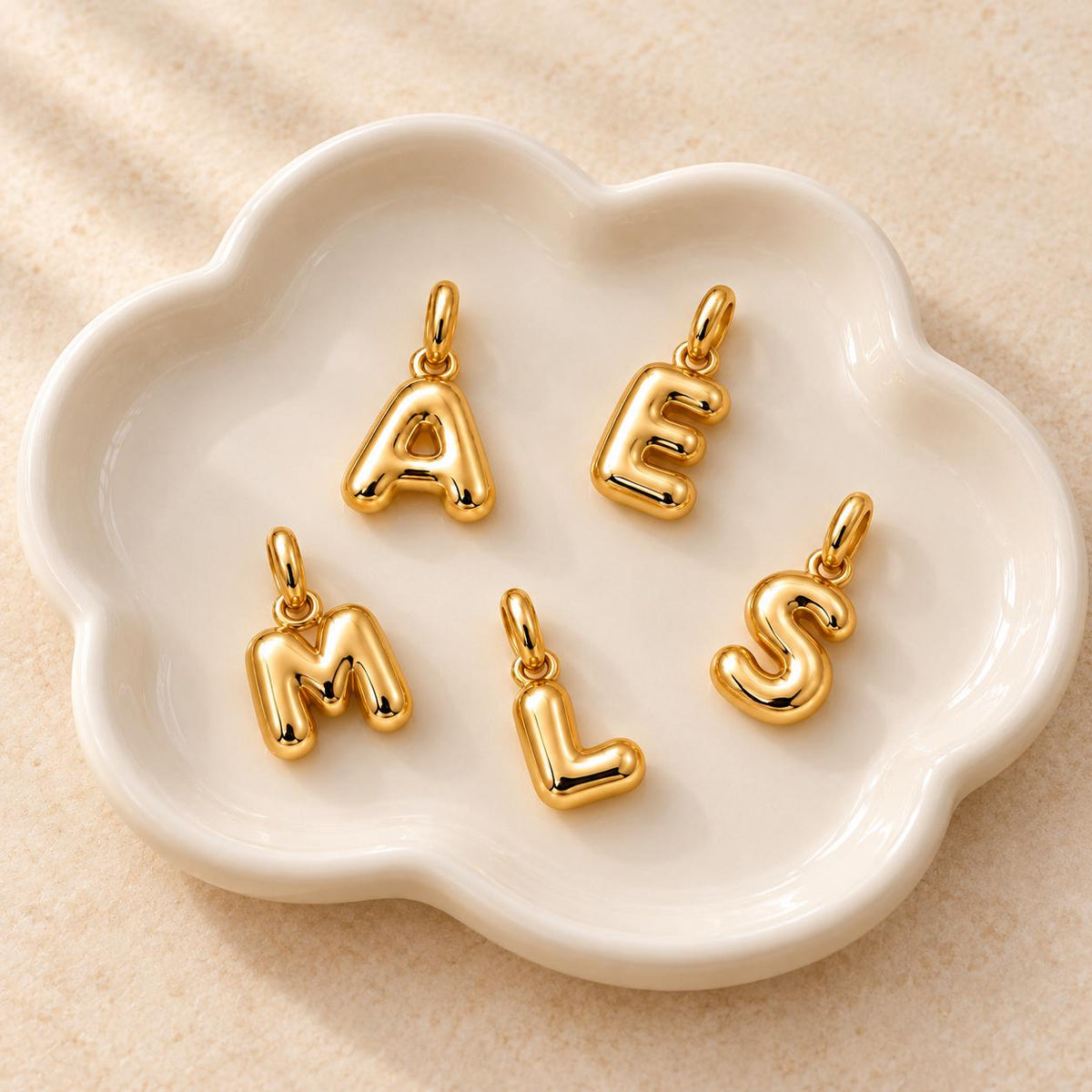 Initial Pendant Tiny Bubble Pendant Necklace Solid Gold