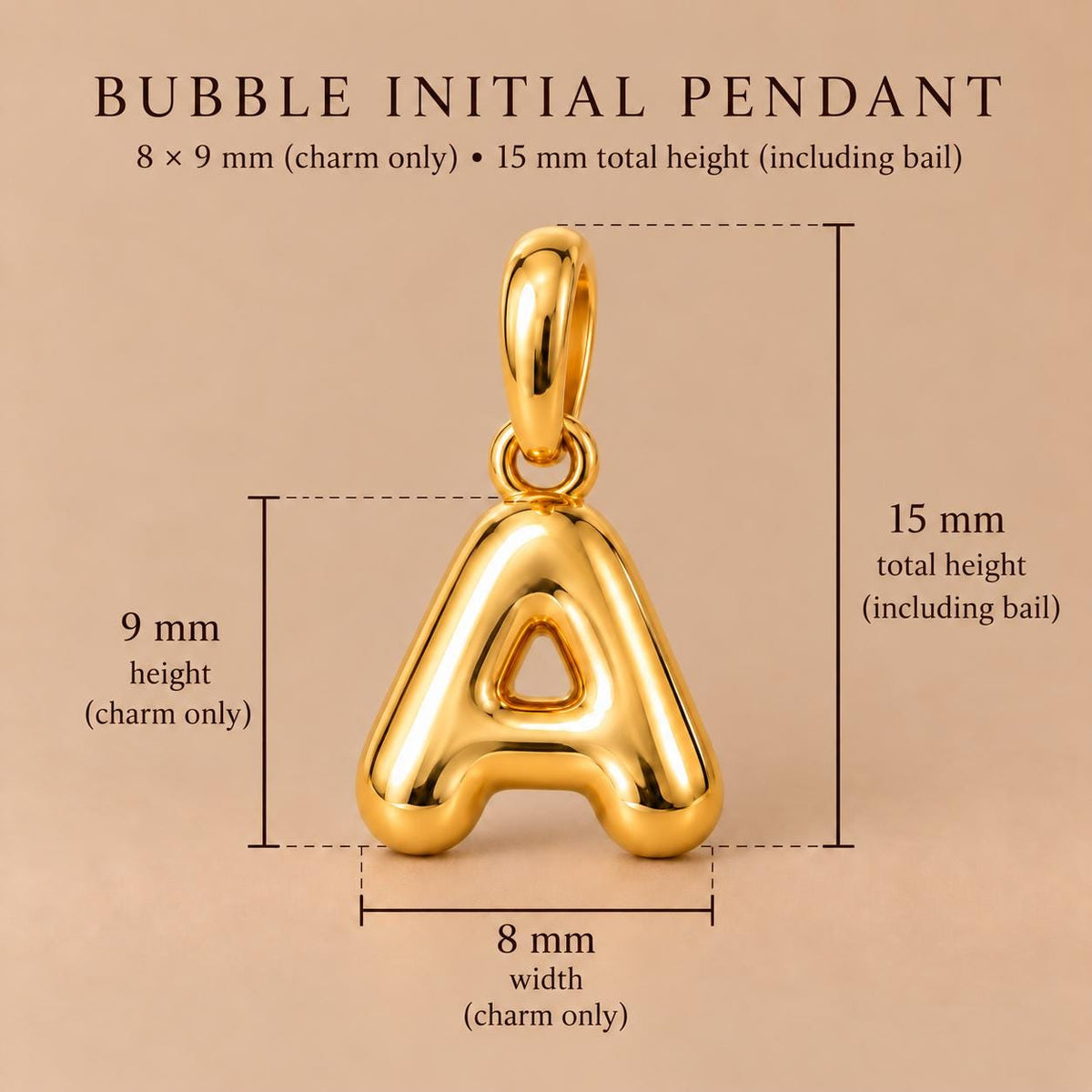 Initial Pendant Tiny Bubble Pendant Necklace Solid Gold