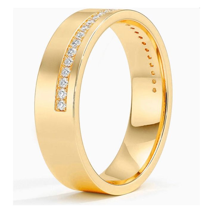 Classic Gold Diamond Semi Eternity Mens Ring