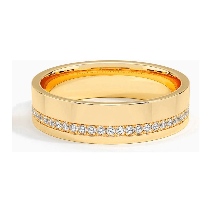 Classic Gold Diamond Semi Eternity Mens Ring