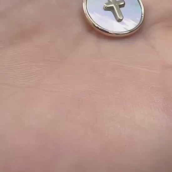 Mother of Pearl Pendant Cross Star Moon Heart Charm 14K Solid Gold Meaningful Jewelry Gift for Her