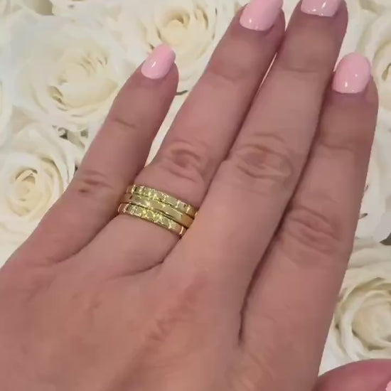 14K Gold Triple Band Ring Stacked Ring Wide Gold Statement Ring Chunky Minimalist Ring Modern