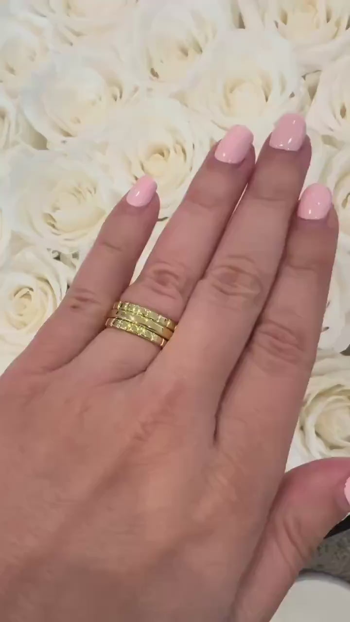14K Gold Triple Band Ring Stacked Ring Wide Gold Statement Ring Chunky Minimalist Ring Modern