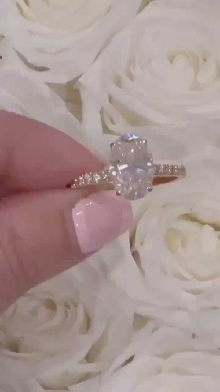 Oval Lab Grown Diamond  2CT Engagement Ring  Solitaire Gold Band Bridal Wedding Jewelry