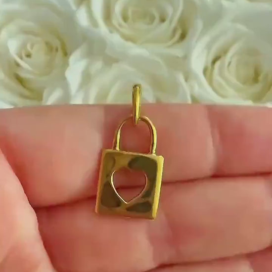 14k Gold Heart Lock Charm Pendant Birthday Anniversary Gift for Her Mom Wife Daughter