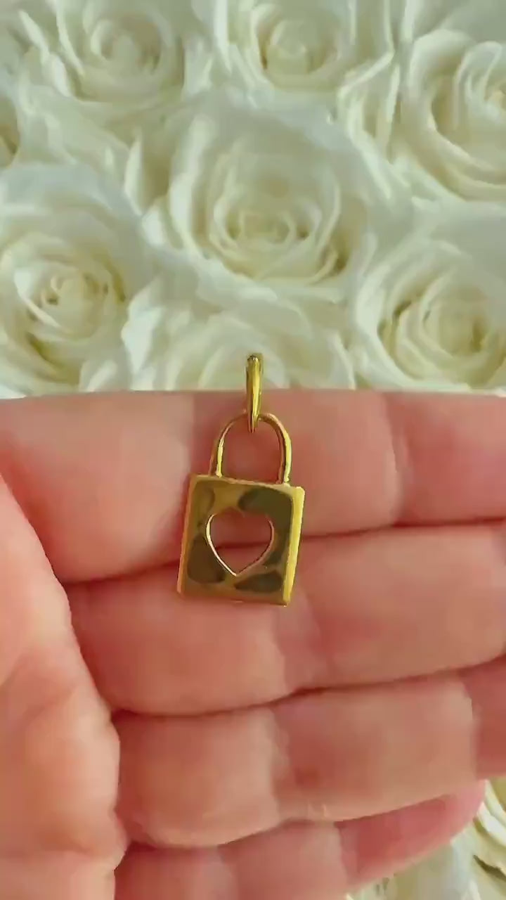 14k Gold Heart Lock Charm Pendant Birthday Anniversary Gift for Her Mom Wife Daughter
