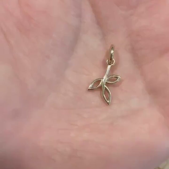 14k Gold Dainty Olive Branch Minimalist Add On Charm Tiny Solid Jewelry Build Your Own Pendant Gift Women