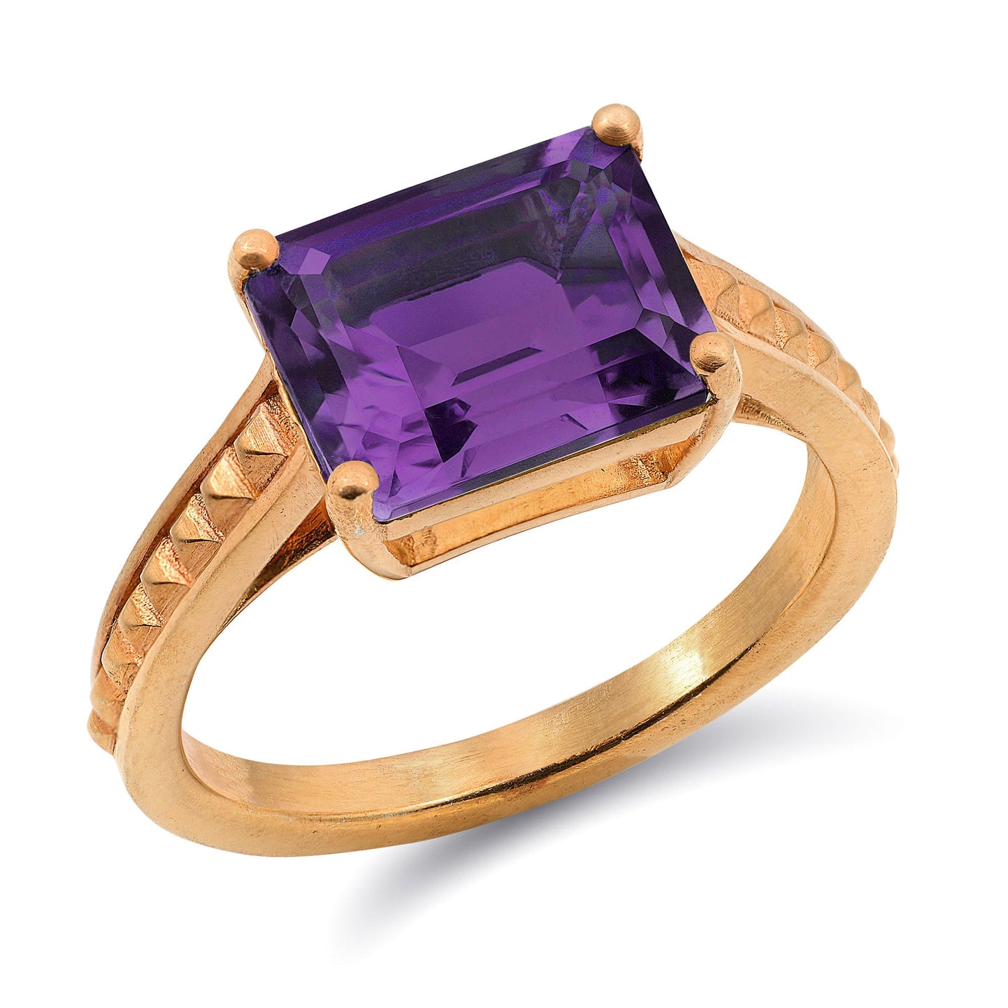 Pyramid Ring Amethyst 18K rose gold bluejay fine jewelry custom gold pendants custom pendants gold custom rings