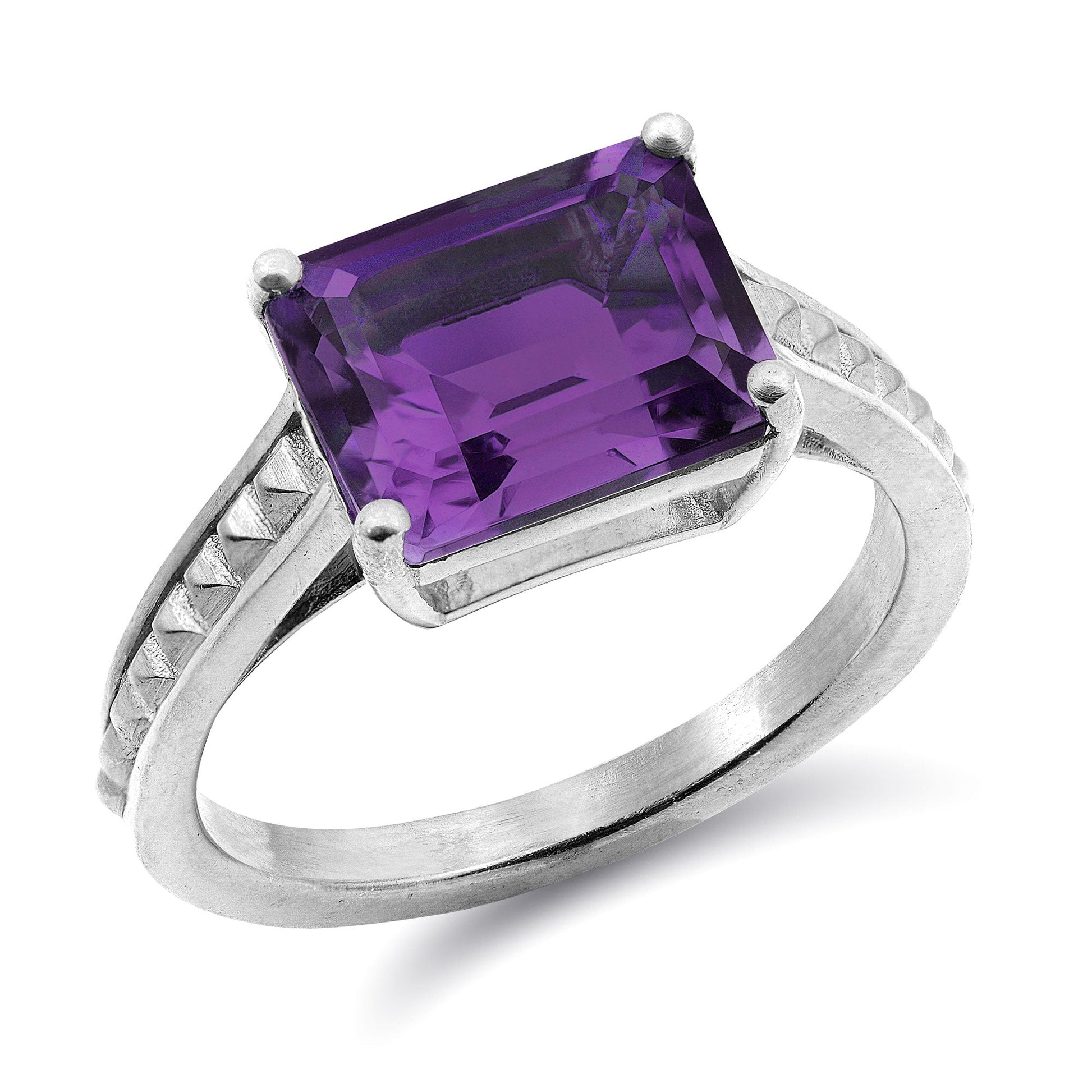 Pyramid Ring Amethyst 18K white gold bluejay fine jewelry custom gold pendants custom pendants gold custom rings