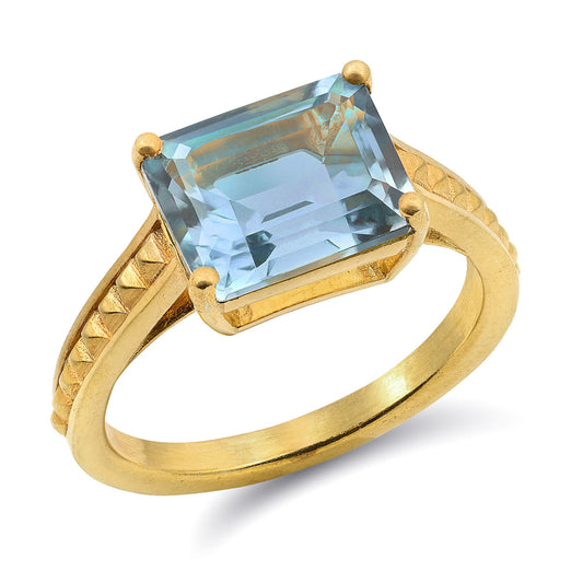 pyramid ring sky blue topaz set in 18k yellow gold - bluejay fine jewelry custom gold pendants custom pendants gold custom gold pendants custom pendants gold custom rings