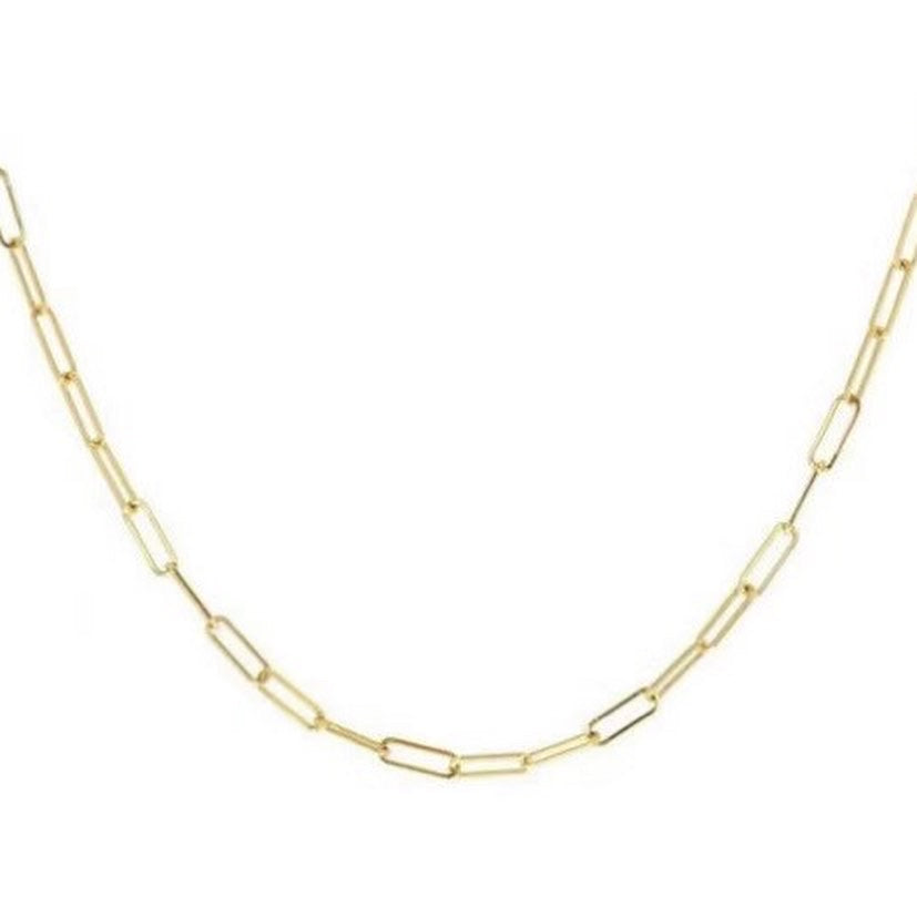 14K Solid Gold Paperclip Chain Necklace bluejay fine jewelry bello villa yellow gold