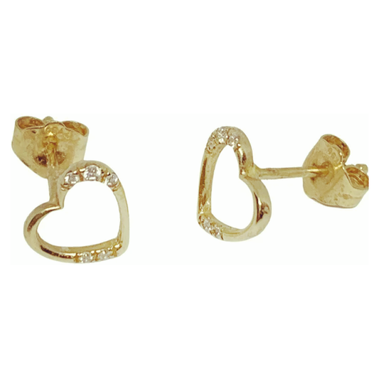 Gold Heart Diamond Earrings